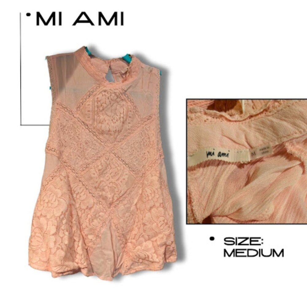 Boho Chic Miami Lace Inset Floral Tank - Size Medium - Summer